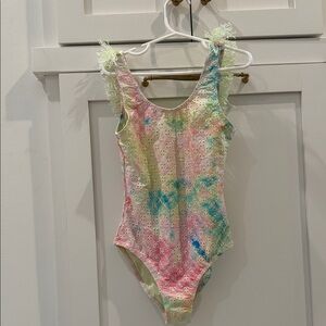 Shade Critters Colorful Tie-Dye Bodysuit with Lace Details